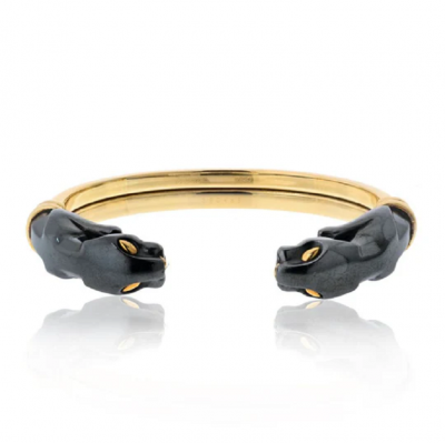  Cartier CARTIER 18K YELLOW GOLD DOUBLE HEAD HEMATITE CUFF BRACELET