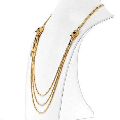  Cartier CARTIER 18K YELLOW GOLD DOUBLE PANTHERE TASSEL LONG STRAND NECKLACE