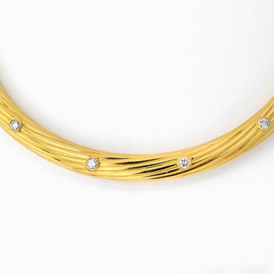  Cartier CARTIER 18K YELLOW GOLD FLUTED TWIST DIAMOND CHOKER NECKLACE