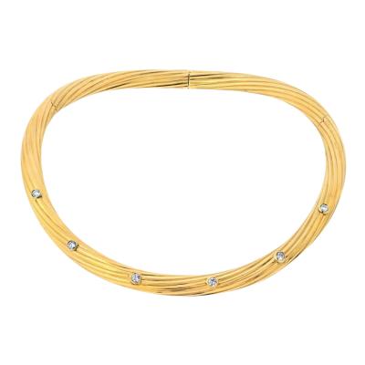  Cartier CARTIER 18K YELLOW GOLD FLUTED TWIST DIAMOND CHOKER NECKLACE