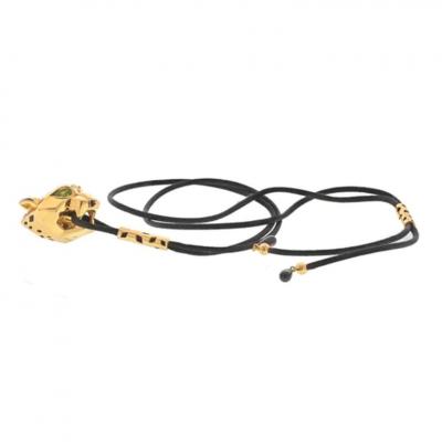  Cartier CARTIER 18K YELLOW GOLD PANTHERE ON A BLACK CORD NECKLACE
