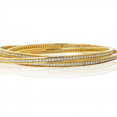  Cartier CARTIER 18K YELLOW GOLD TRINITY DIAMOND SLIP ON BRACELET