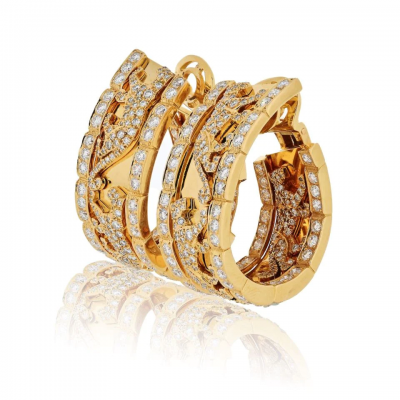  Cartier CARTIER 18K YELLOW GOLD WALKING PANTHERE DIAMOND EARRINGS