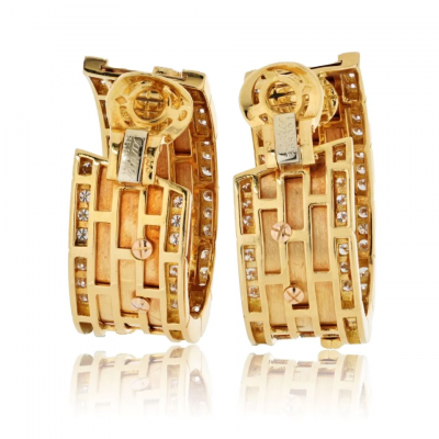  Cartier CARTIER 18K YELLOW GOLD WALKING PANTHERE DIAMOND EARRINGS