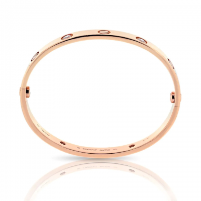  Cartier CARTIER LOVE 18K ROSE GOLD 4 DIAMOND SIZE 16 BRACELET