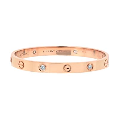  Cartier CARTIER LOVE 18K ROSE GOLD 4 DIAMOND SIZE 16 BRACELET