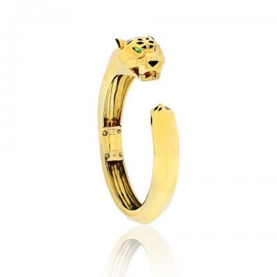  Cartier CARTIER PANTHERE 18K YELLOW GOLD HINGED CUFF BRACELET