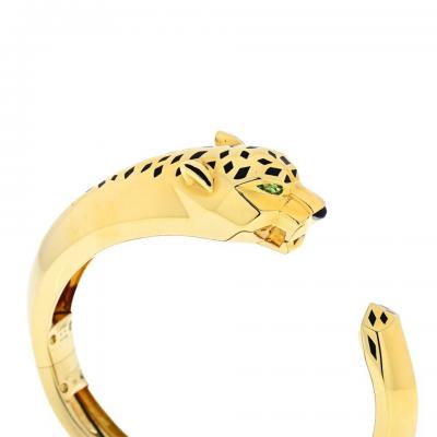  Cartier CARTIER PANTHERE 18K YELLOW GOLD HINGED CUFF BRACELET