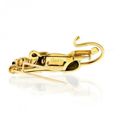  Cartier CARTIER PANTHERE 18K YELLOW GOLD PANTHER WITH EMERALD EYES BROOCH