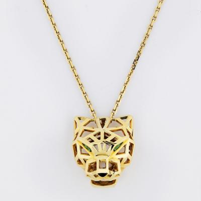  Cartier CARTIER PANTHERE 18K YELLOW GOLD SKELETON ONYX GARNETS NECKLACE