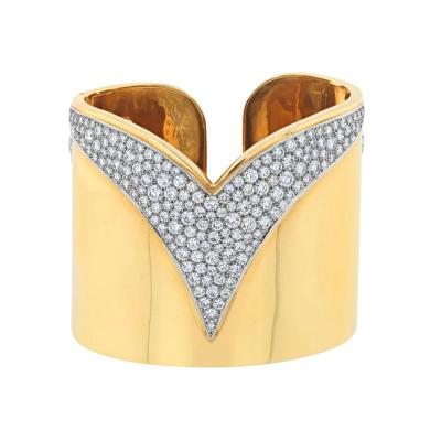  Cartier CARTIER PLATINUM 18K YELLOW GOLD 5 75CTTW DIAMOND CUFF BRACELET