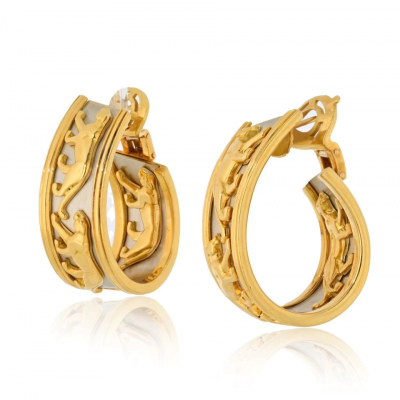  Cartier CARTIER PLATINUM 18K YELLOW GOLD WALKING PANTHERE EARRINGS