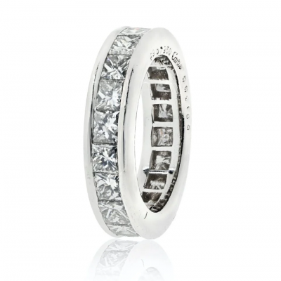  Cartier CARTIER PLATINUM 5 50CTTW PRINCESS CUT DIAMOND ETERNITY EU 49 RING