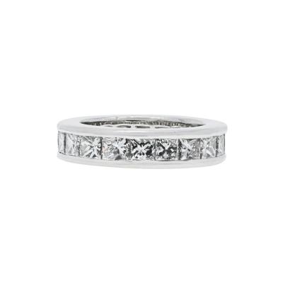  Cartier CARTIER PLATINUM 5 50CTTW PRINCESS CUT DIAMOND ETERNITY EU 49 RING