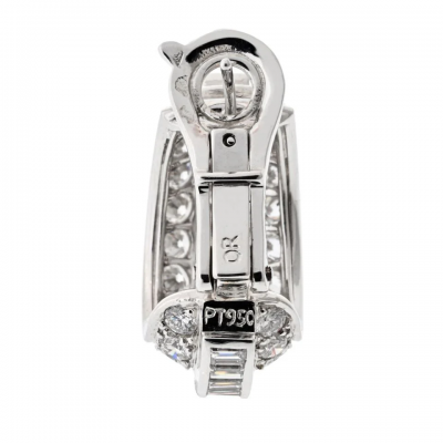  Cartier CARTIER PLATINUM 8 00CTTW DIAMOND HUGGIE WITH ROUND AND BAGUETTE EARRINGS