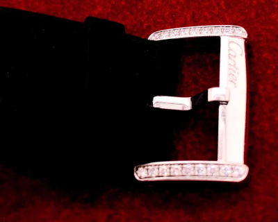  Cartier Cartier 18 Karat White Gold Mini Tank Divan Watch Diamond Paved Case