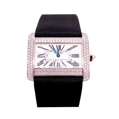  Cartier Cartier 18 Karat White Gold Mini Tank Divan Watch Diamond Paved Case