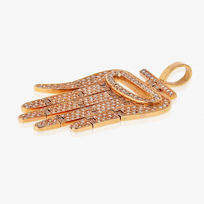  Cartier Cartier 18K Rose Gold Round Cut Pave Set Diamond Hamsa Pendant