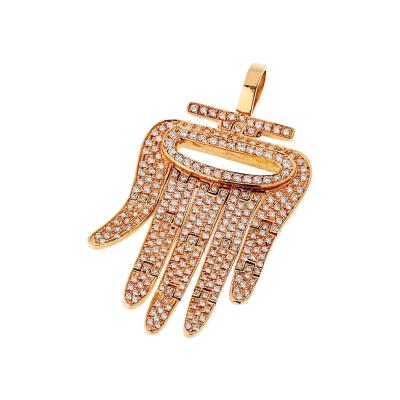  Cartier Cartier 18K Rose Gold Round Cut Pave Set Diamond Hamsa Pendant