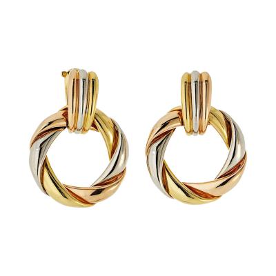  Cartier Cartier 18K Tri Color Door Knocker For Pierced Earrings