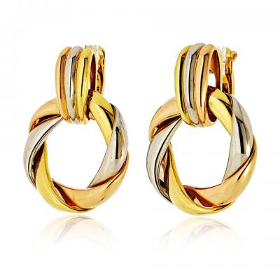 Cartier Cartier 18K Tri Color Door Knocker For Pierced Earrs Earrings