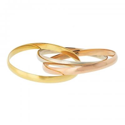  Cartier Cartier 18K Tri Color Larger Model Wide Trinity Bangle Bracelet