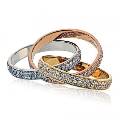  Cartier Cartier 18K Tri Color Small Model All Pave Set Ring