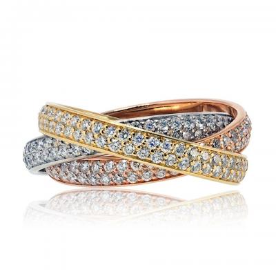  Cartier Cartier 18K Tri Color Small Model All Pave Set Ring