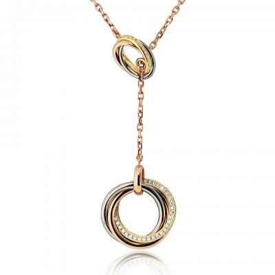  Cartier Cartier 18K Tri Color Trinity Diamond Lariat Necklace