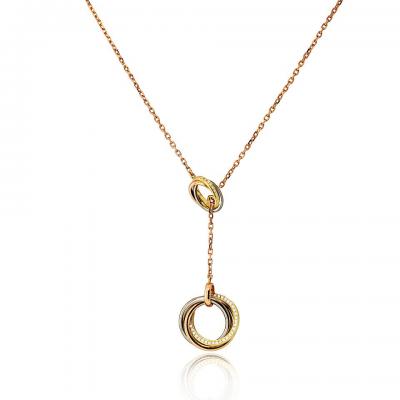  Cartier Cartier 18K Tri Color Trinity Diamond Lariat Necklace