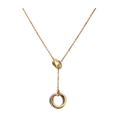  Cartier Cartier 18K Tri Color Trinity Diamond Lariat Necklace