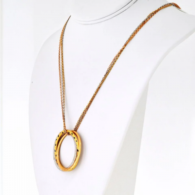  Cartier Cartier 18K Tri Color Trinity Diamond Spotted Panthere Circle Necklace