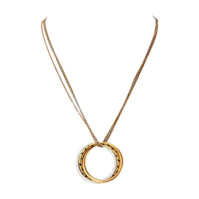  Cartier Cartier 18K Tri Color Trinity Diamond Spotted Panthere Circle Necklace