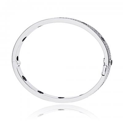  Cartier Cartier 18K WG Love All Diamond Pave Black Ceramic Size 18 With Cert Bracelet