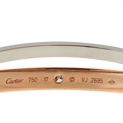  Cartier Cartier 18K White And Rose Gold Love 12 Diamonds Size 17 Bracelet