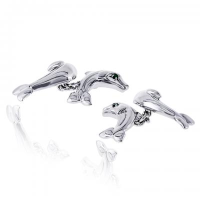  Cartier Cartier 18K White Gold Double Dolphin Cuff Links