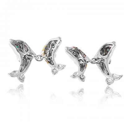  Cartier Cartier 18K White Gold Double Dolphin Cuff Links
