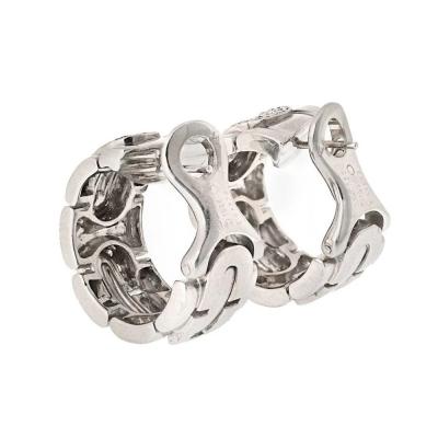  Cartier Cartier 18K White Gold Maillon Panthere Hoop Earrings