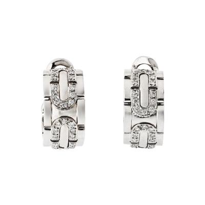  Cartier Cartier 18K White Gold Maillon Panthere Hoop Earrings