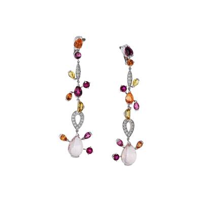  Cartier Cartier 18K White Gold Meli Melo Diamond Drop And Colorstone Earrings