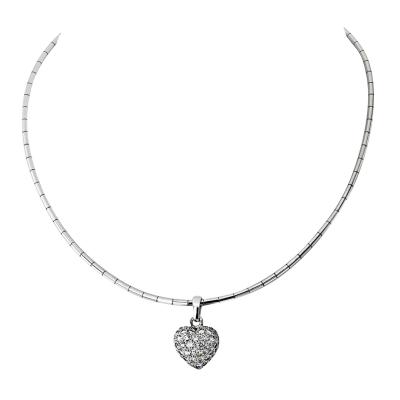  Cartier Cartier 18K White Gold Pave Diamond Heart Necklace