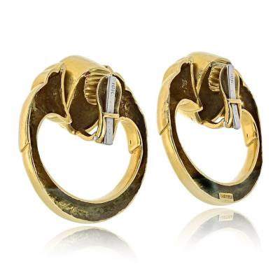  Cartier Cartier 18K Yellow Gold Aldo Cipullo Vintage 1971 Doorknocker Earrings