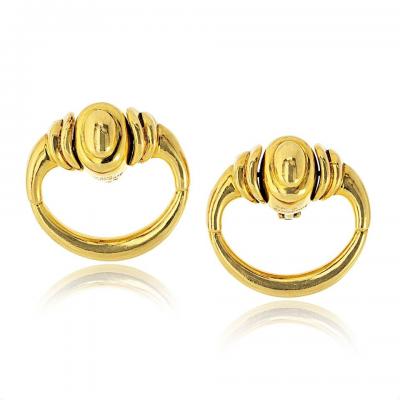  Cartier Cartier 18K Yellow Gold Aldo Cipullo Vintage 1971 Doorknocker Earrings