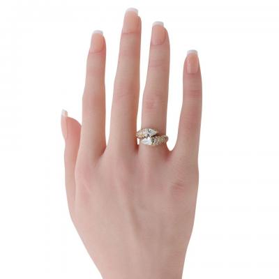  Cartier Cartier 18K Yellow Gold Diamond Deux Tetes Crois es Ring