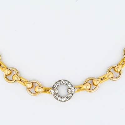  Cartier Cartier 18K Yellow Gold Link Chain With A Single Diamond Link Necklace