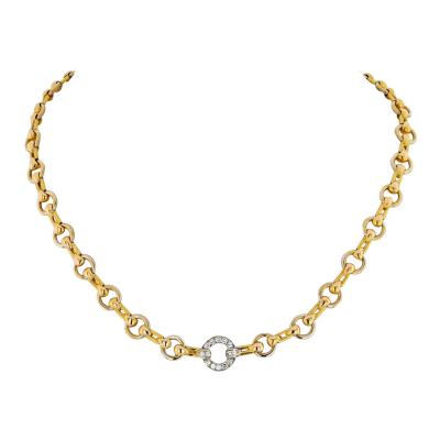  Cartier Cartier 18K Yellow Gold Link Chain With A Single Diamond Link Necklace