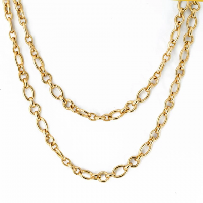  Cartier Cartier 18K Yellow Gold Oval And Round Chain 36 Inches Necklace