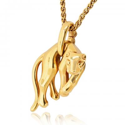  Cartier Cartier 18K Yellow Gold Panthere Circa 1991 On A Chain Pendant