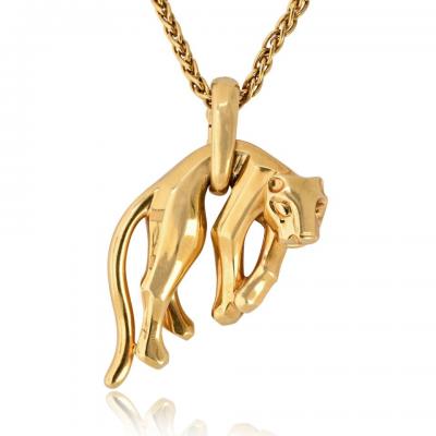  Cartier Cartier 18K Yellow Gold Panthere Circa 1991 On A Chain Pendant