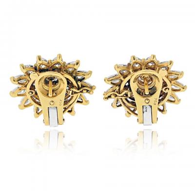  Cartier Cartier 18K Yellow Gold Starburst Cluster Vintage Retro Diamond Earrings